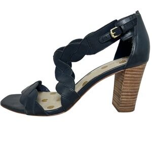 Boden Rosalie Navy Blue Leather Braided Ankle Strap Heeled Sandals 10.5 us 42 eu